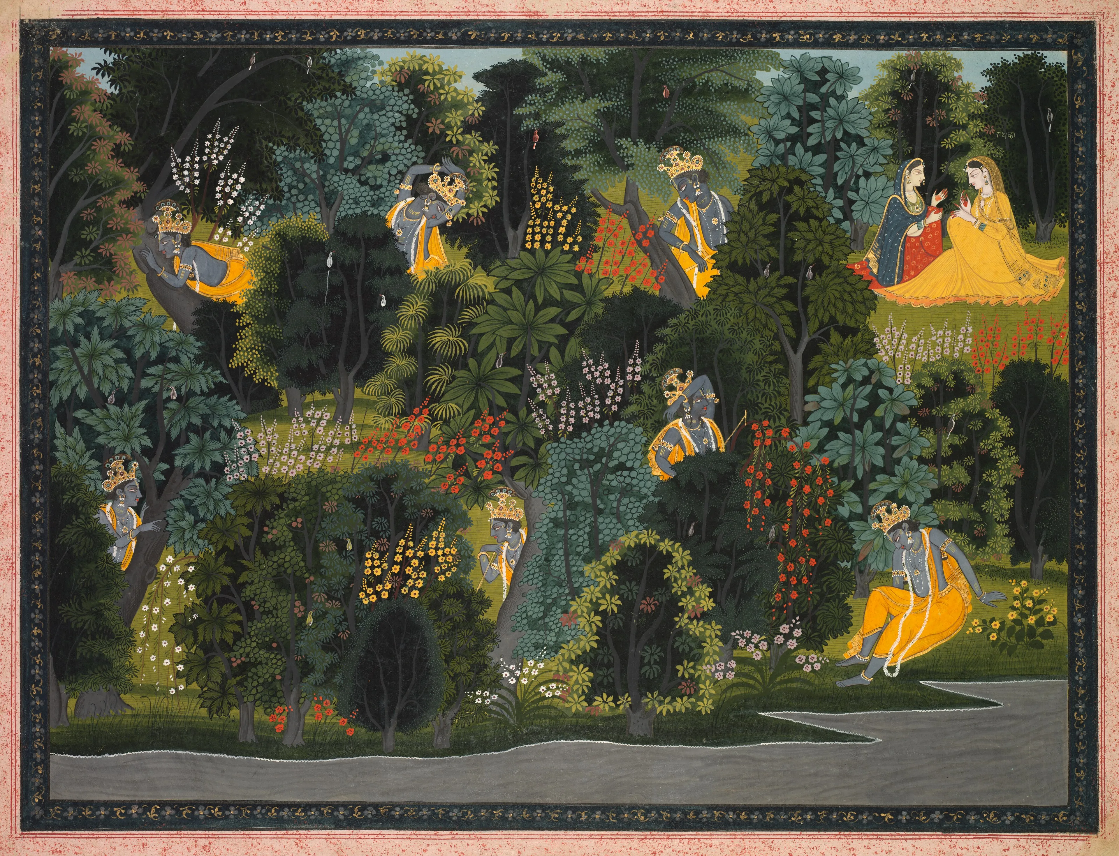 India, Pahari Hills, Kangra School, Lambagraon series, 19th century - Krishna's Longing for Radha, from the Gita Govinda of Jayadeva - 1989.333 - Cleveland Museum of Art.tif, 1815